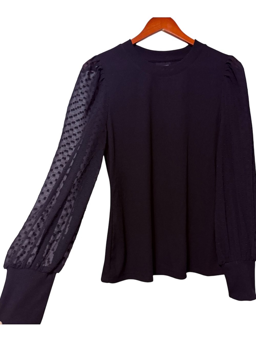 Who What Wear Women’s Medium Sheer Long Sleeve Black Blouse Whimsigoth Peasant